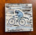 Raccoon on Bike Painted Wood Art
