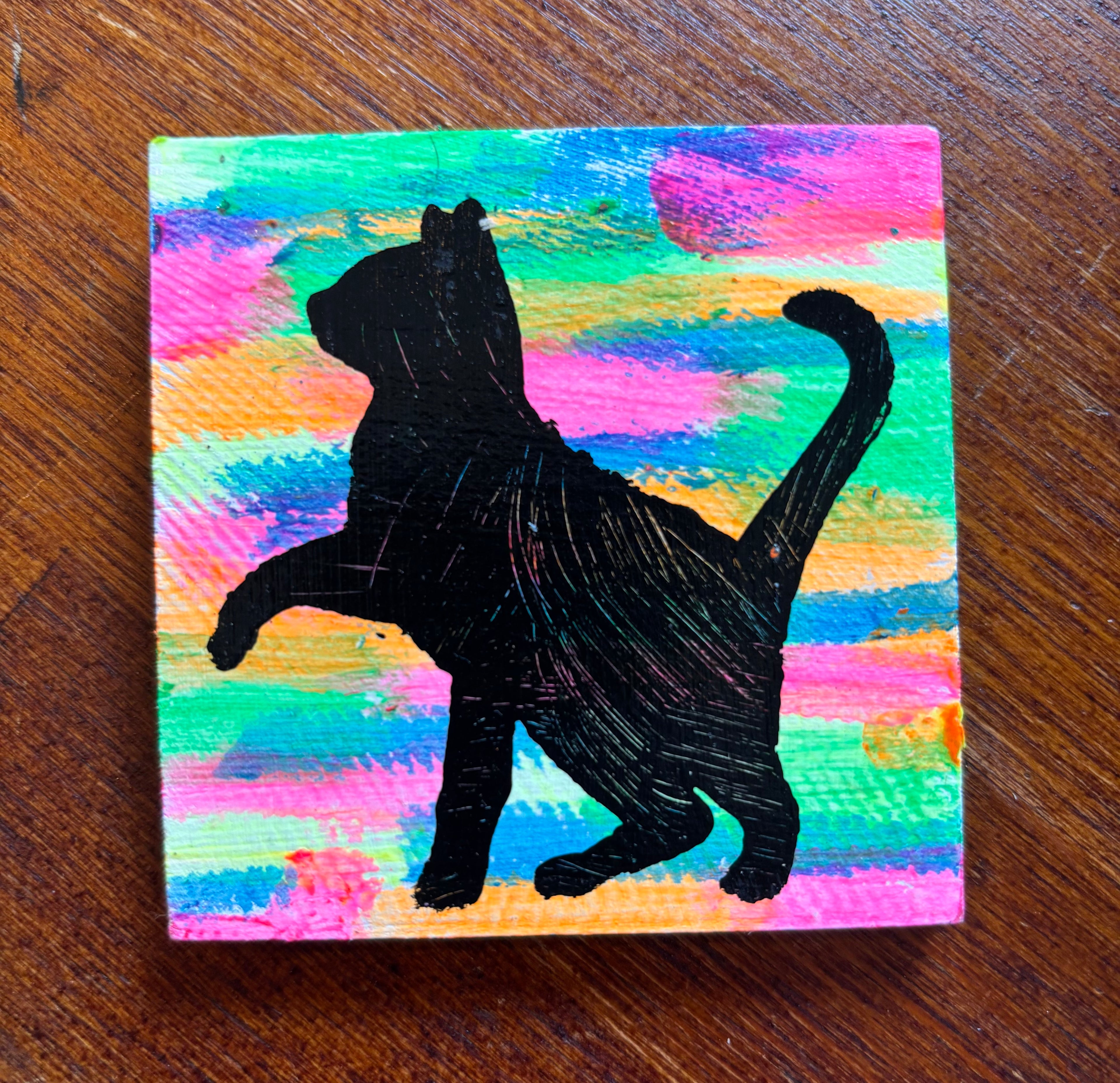Black cat on neon