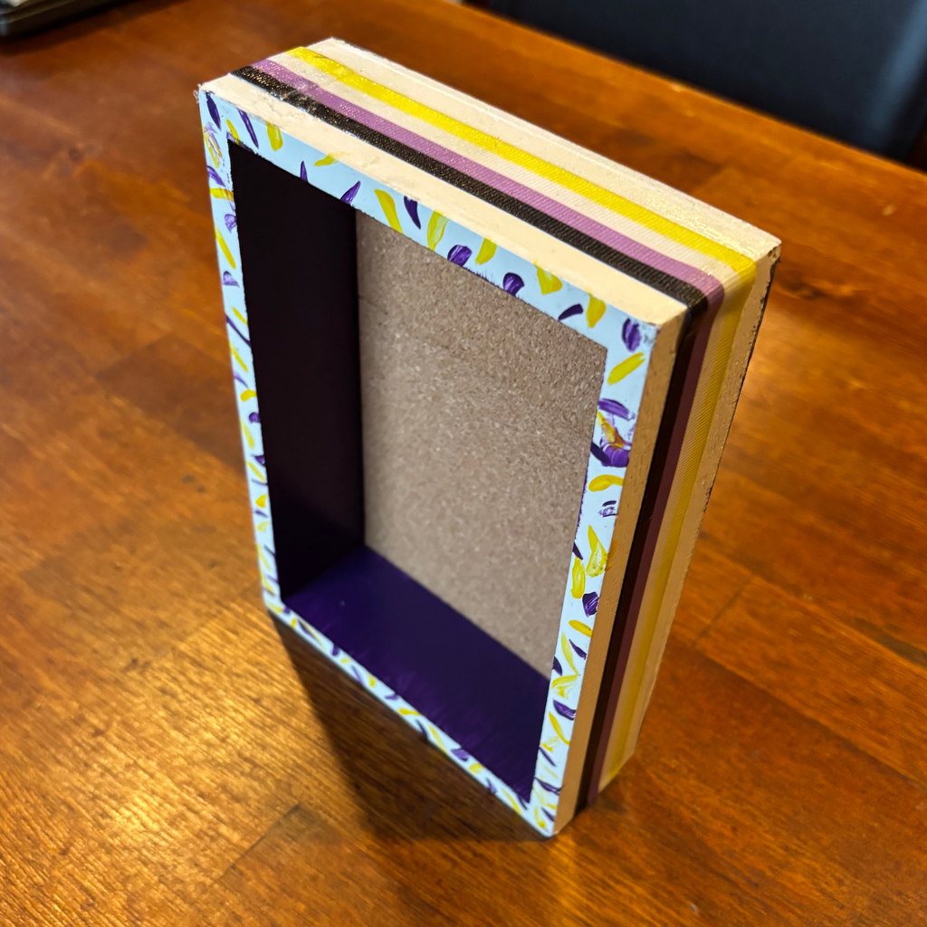 Refurbished dice tray - enby pride theme