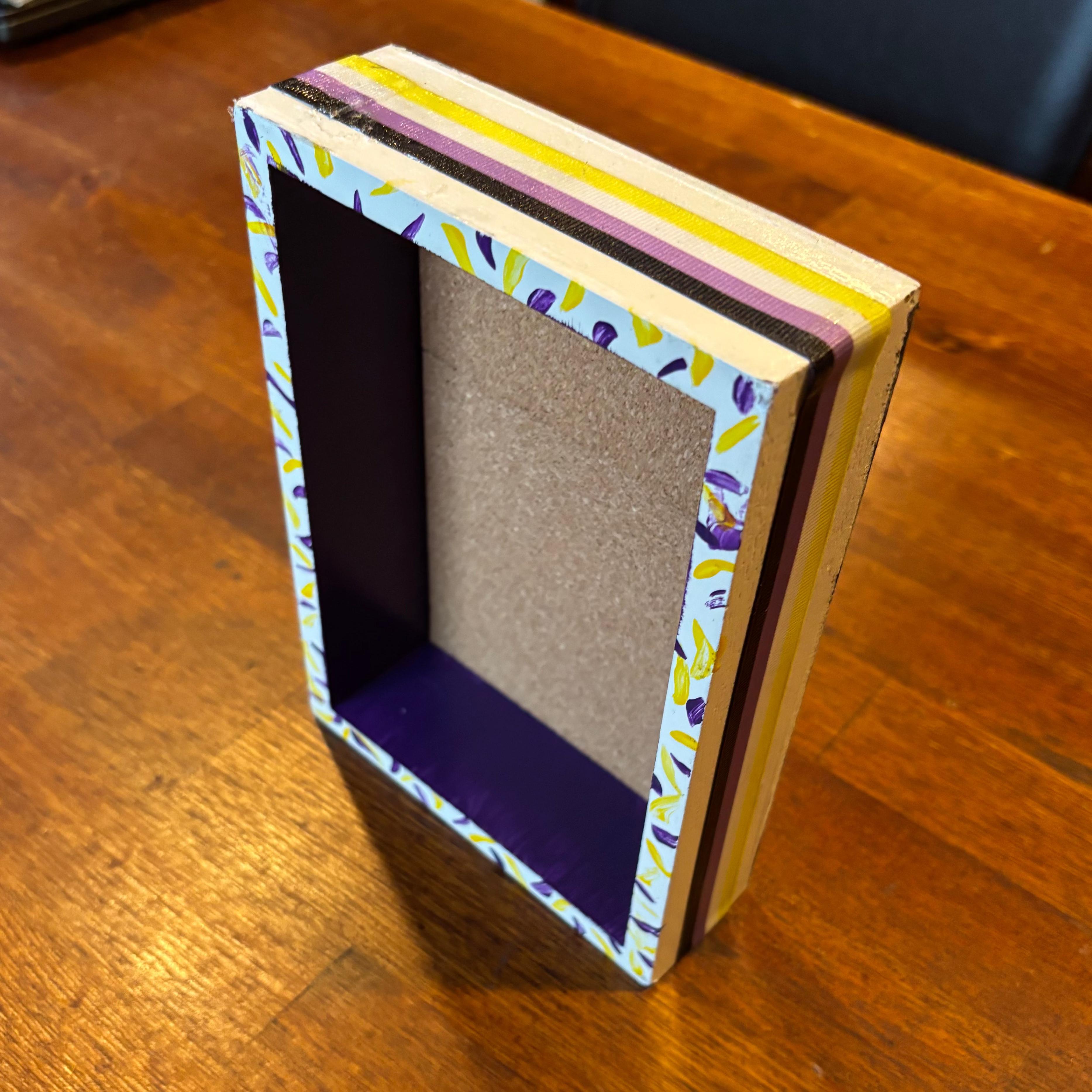 Refurbished dice tray - enby pride theme