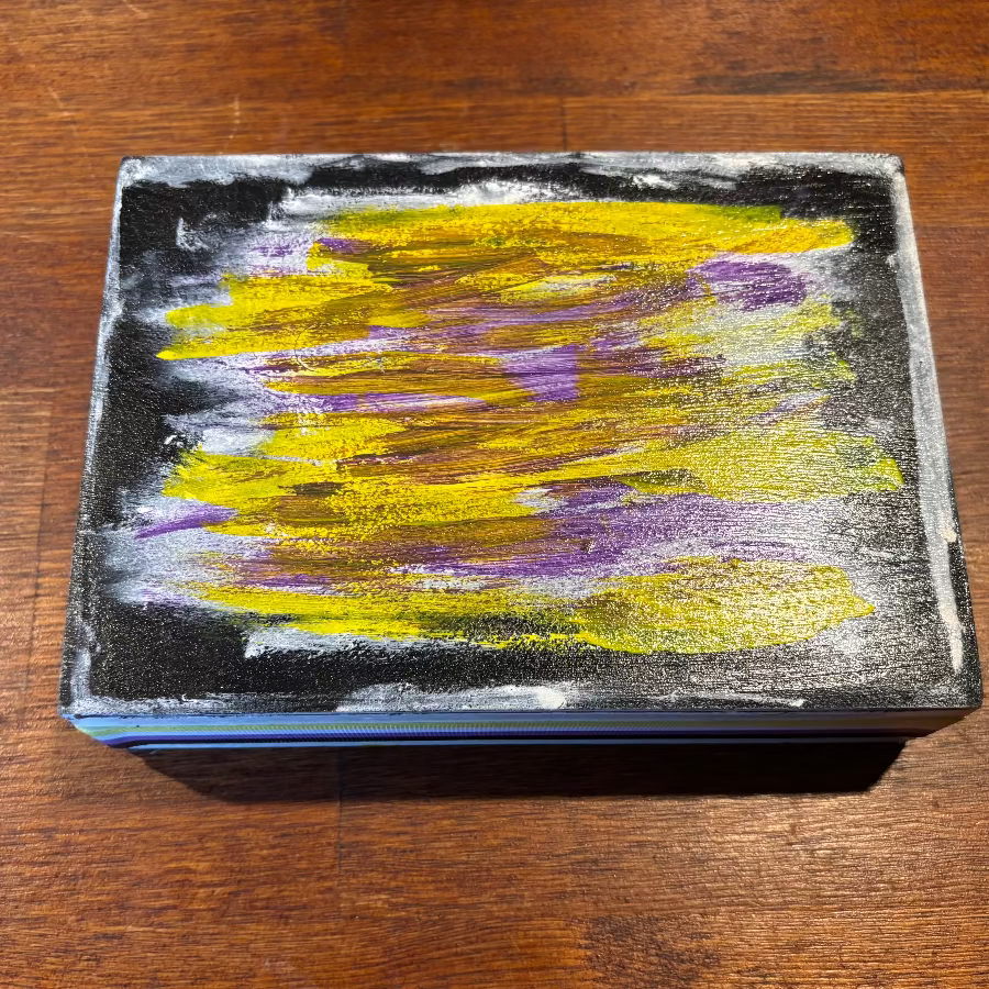 Refurbished dice tray - enby pride theme