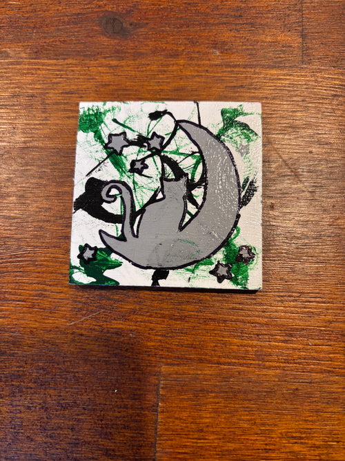 Cat on moon painting