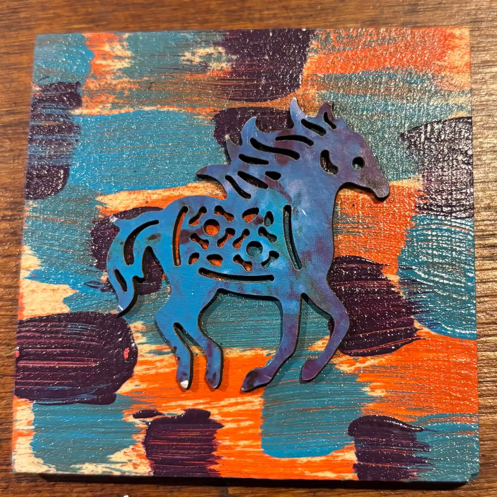 Small Horse Painted Wood Art