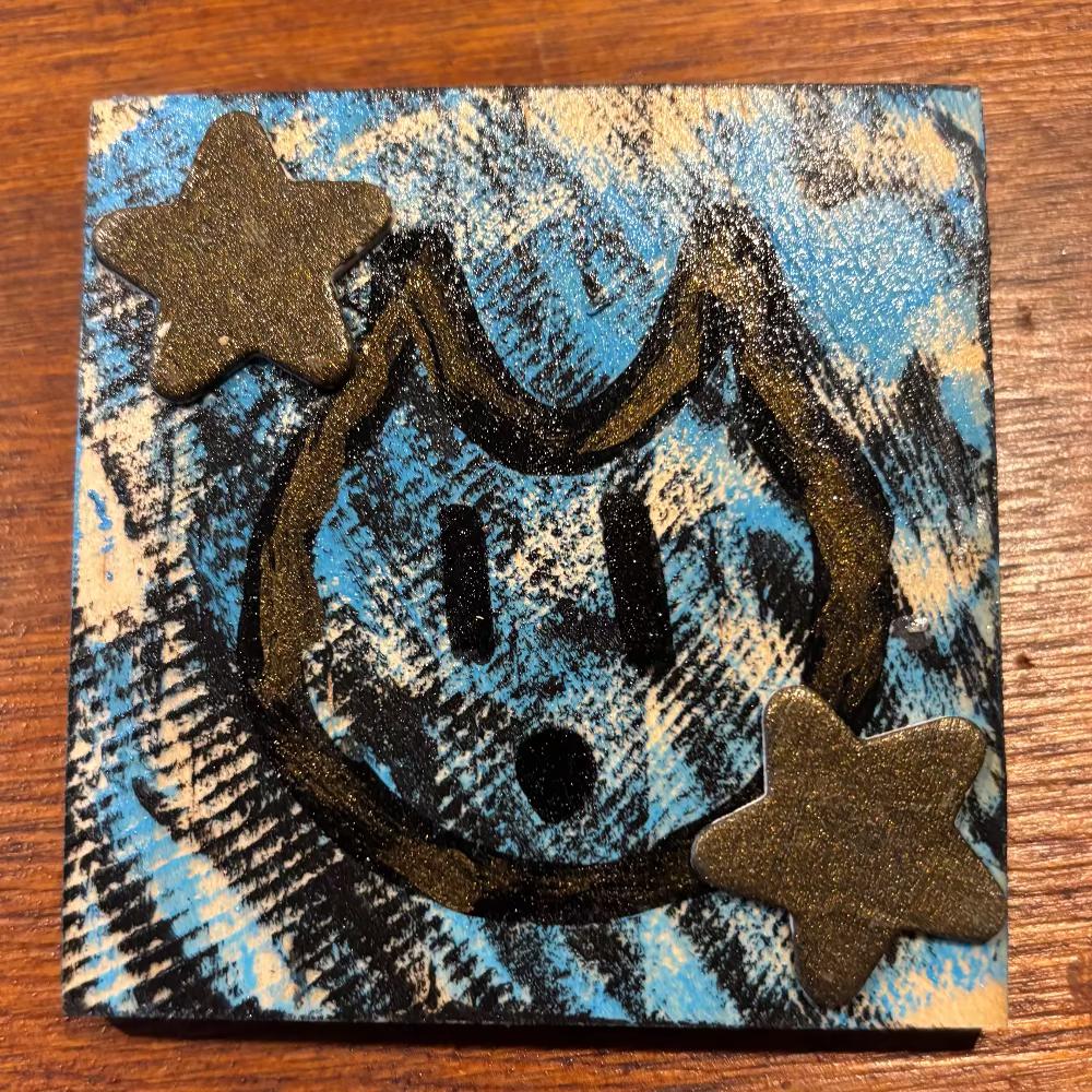 Small Trash Painted Wood Art
