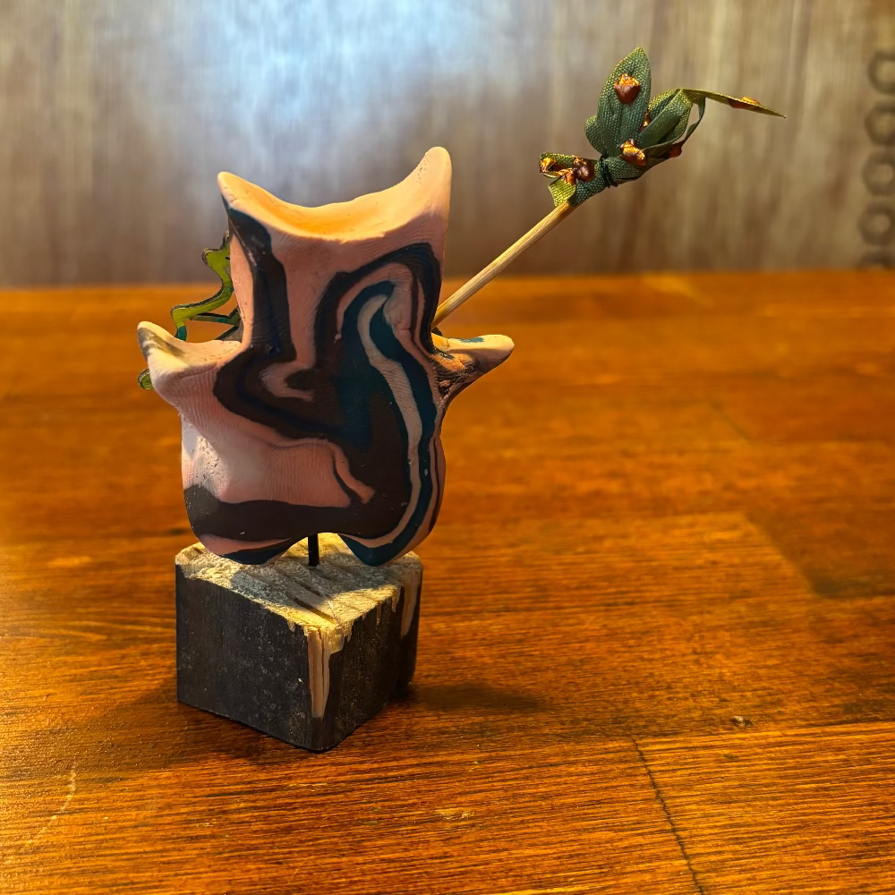 Korok Clay Sculpture Pink Green Brown