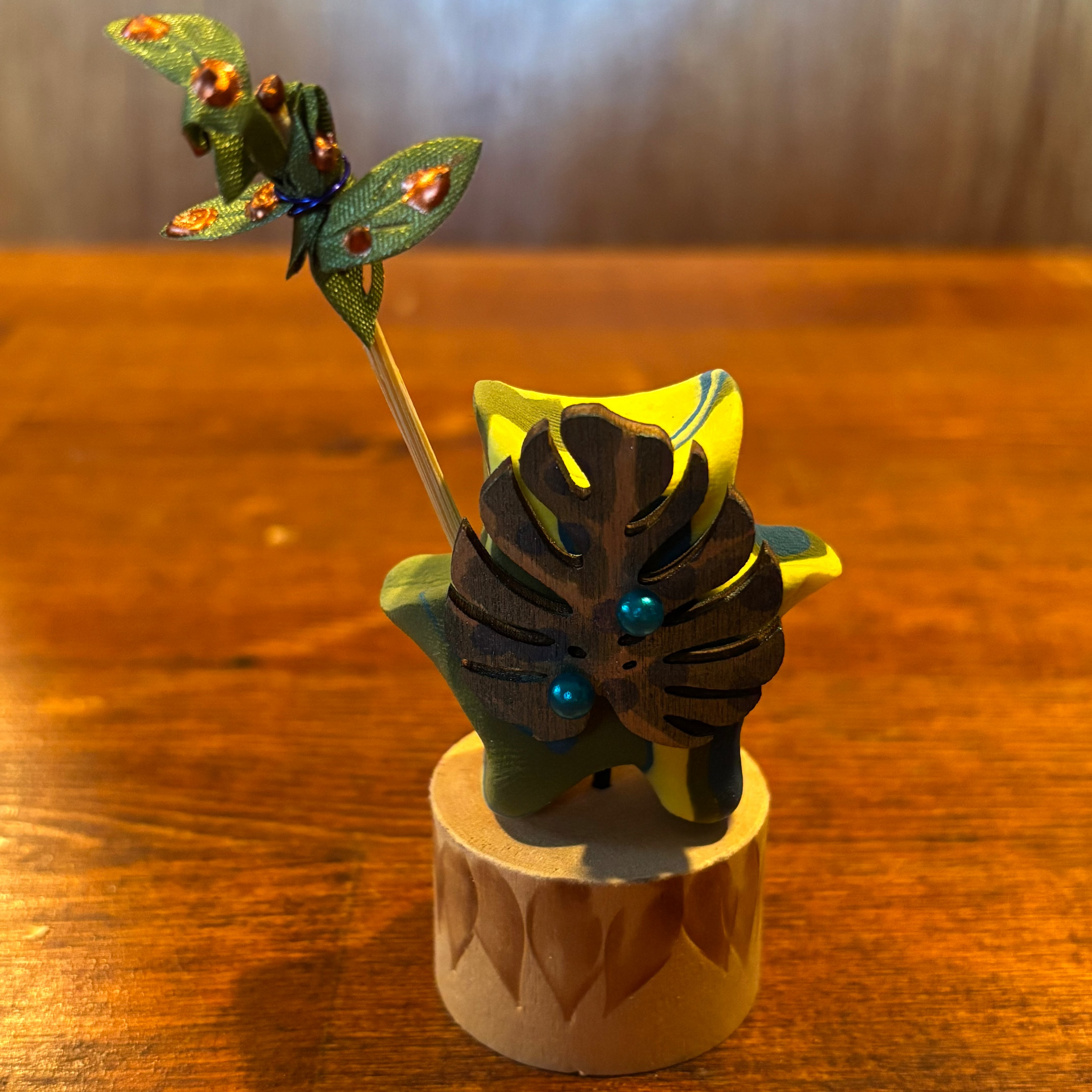 Korok Clay Sculpture Yellow and Green