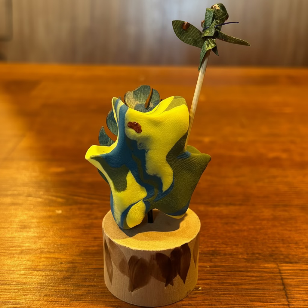 Korok Clay Sculpture Yellow and Green