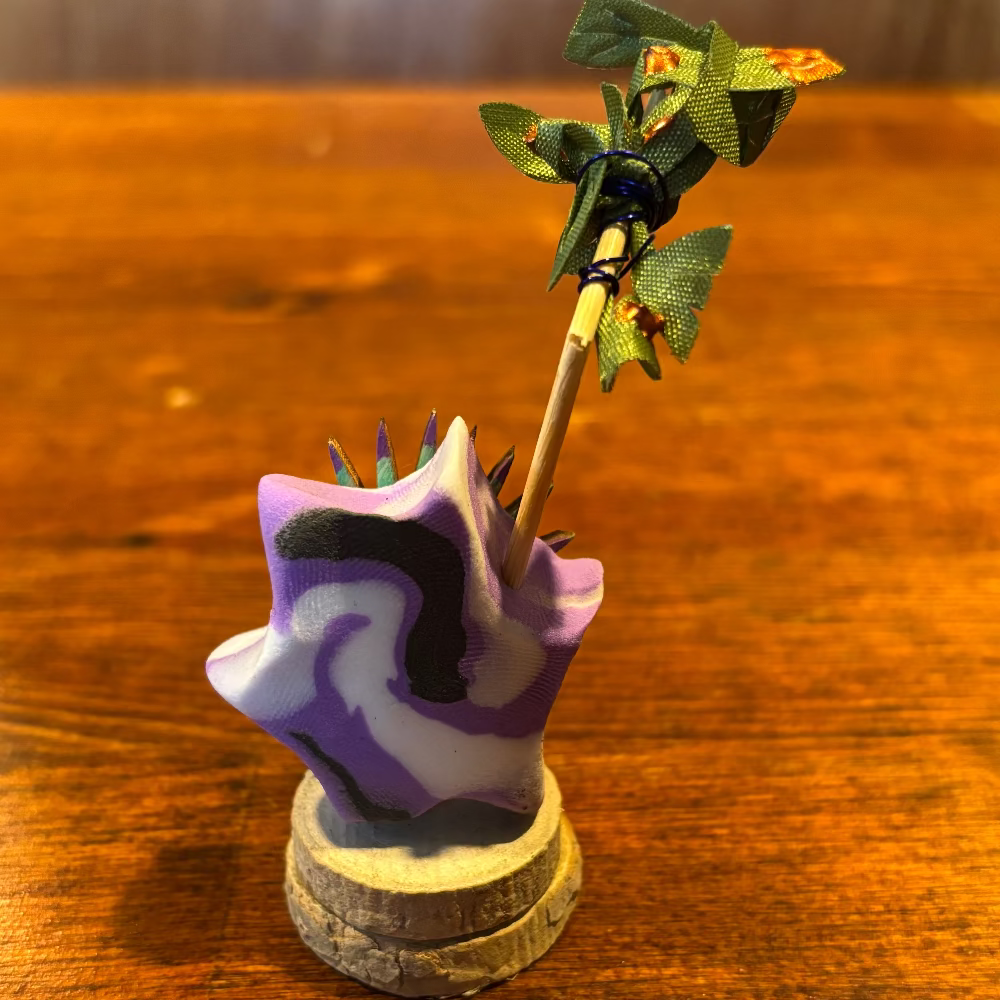 Korok Clay Sculpture Pale Purple Black White
