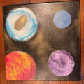 Planet mixed media painting