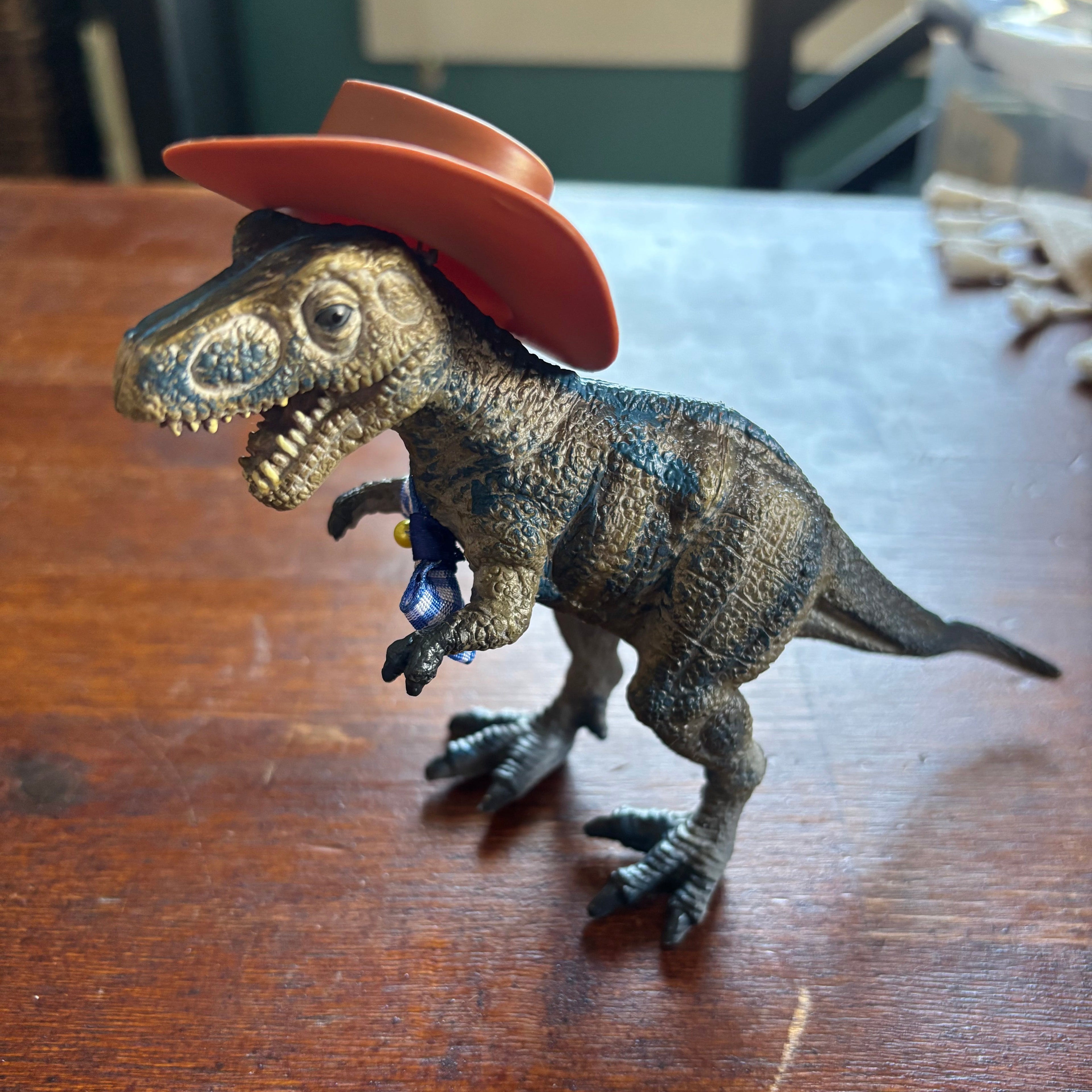 Colorful Dinosaur with Hat and Bow Tie