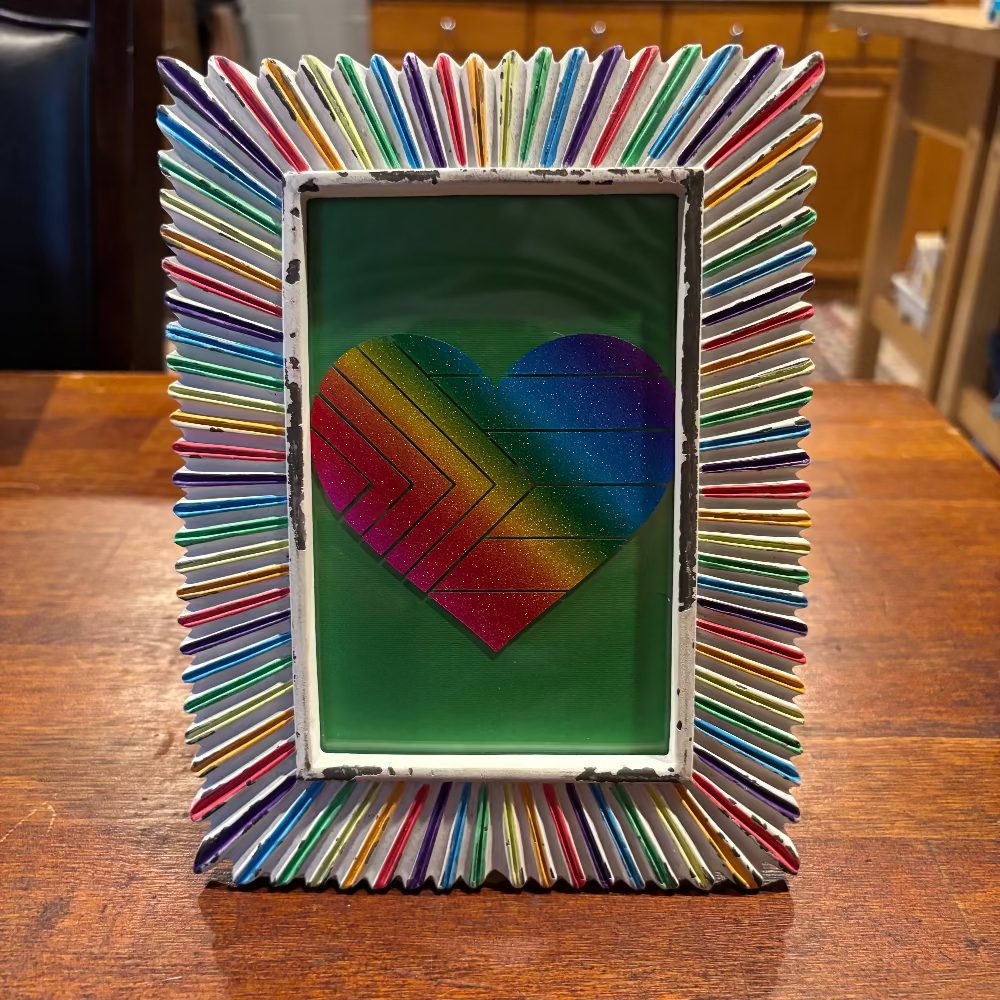 Rainbow Framed Heart Art